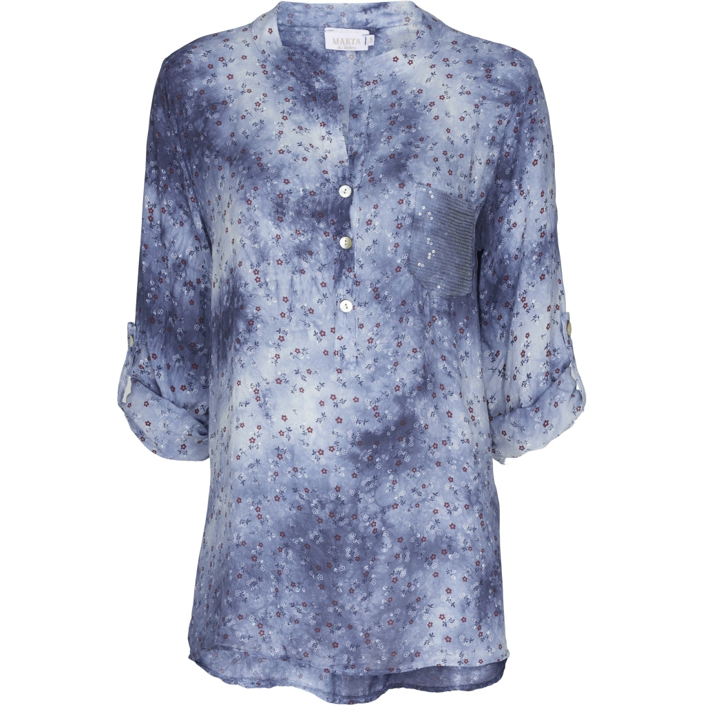 MARTA DU CHATEAU Blomstret skjortebluse Restudsalg Blue