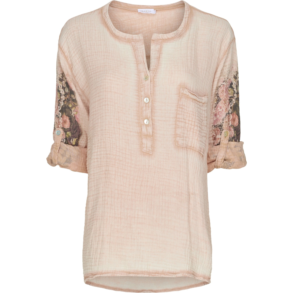 MARTA DU CHATEAU Bluse med blomster Restudsalg Rose
