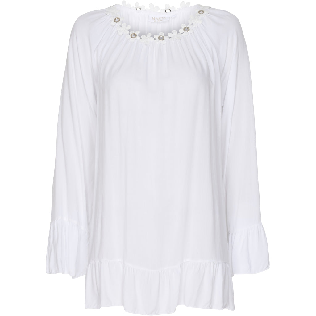 MARTA DU CHATEAU Bluse med blomsterkant Restudsalg White