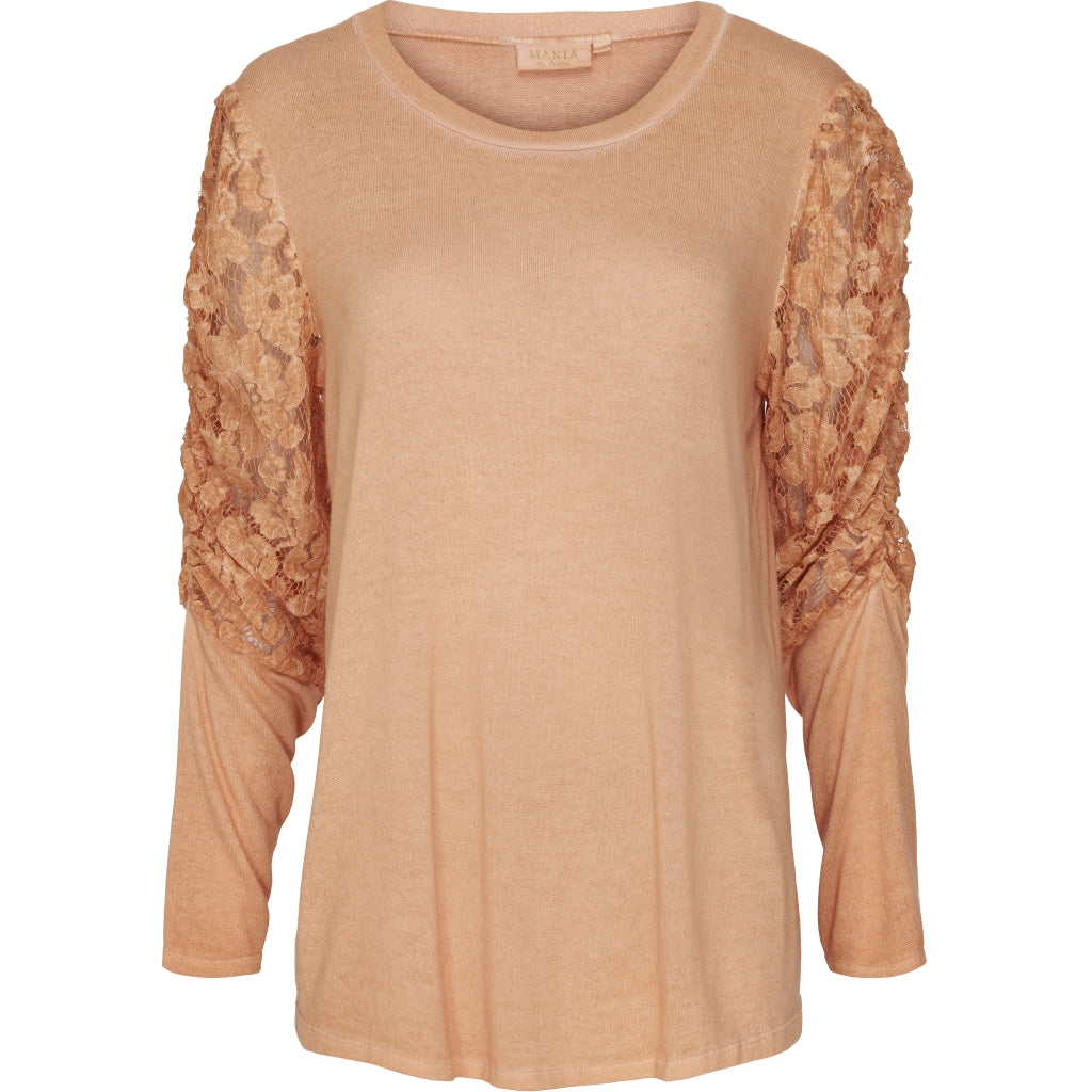 MARTA DU CHATEAU Bluse med blondeærmer Restudsalg Orange
