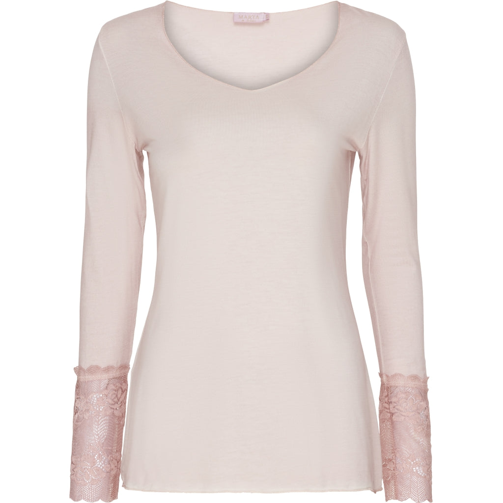 MARTA DU CHATEAU Bluse med blondeærmer 10422 Shirt Rose