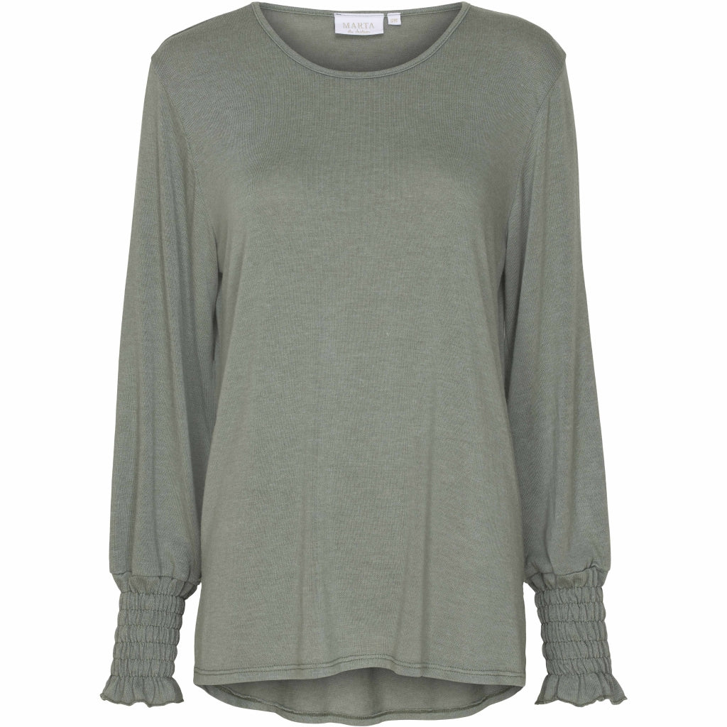 MARTA DU CHATEAU Bluse med elastik Restudsalg Kaki
