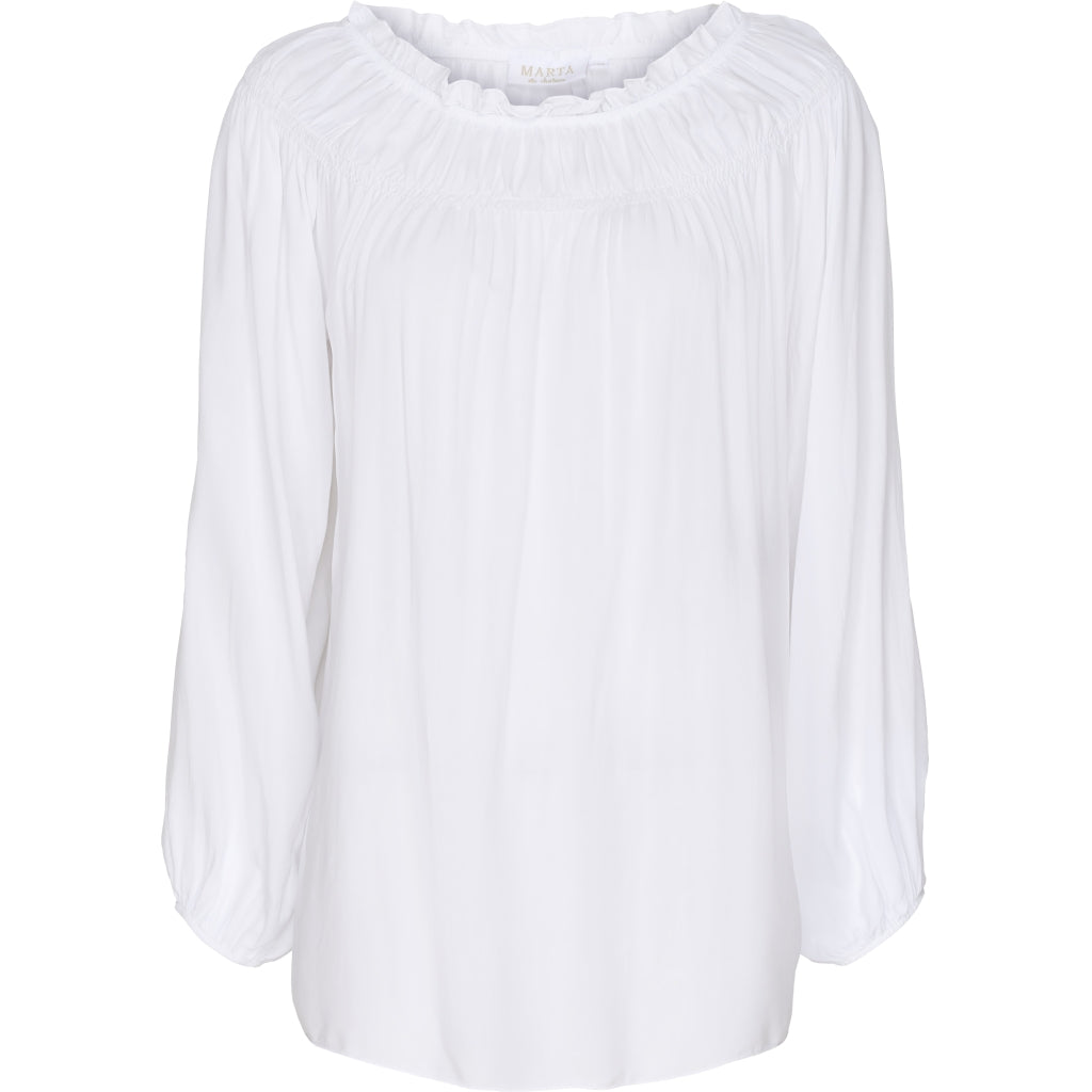 MARTA DU CHATEAU Bluse med elastik Shirt White