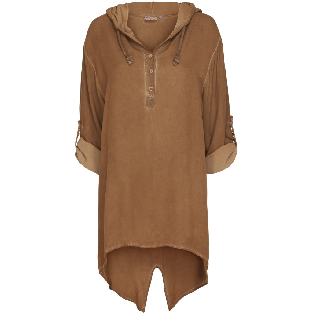 MARTA DU CHATEAU Bluse med hætte 3125-V Restudsalg Tabacco