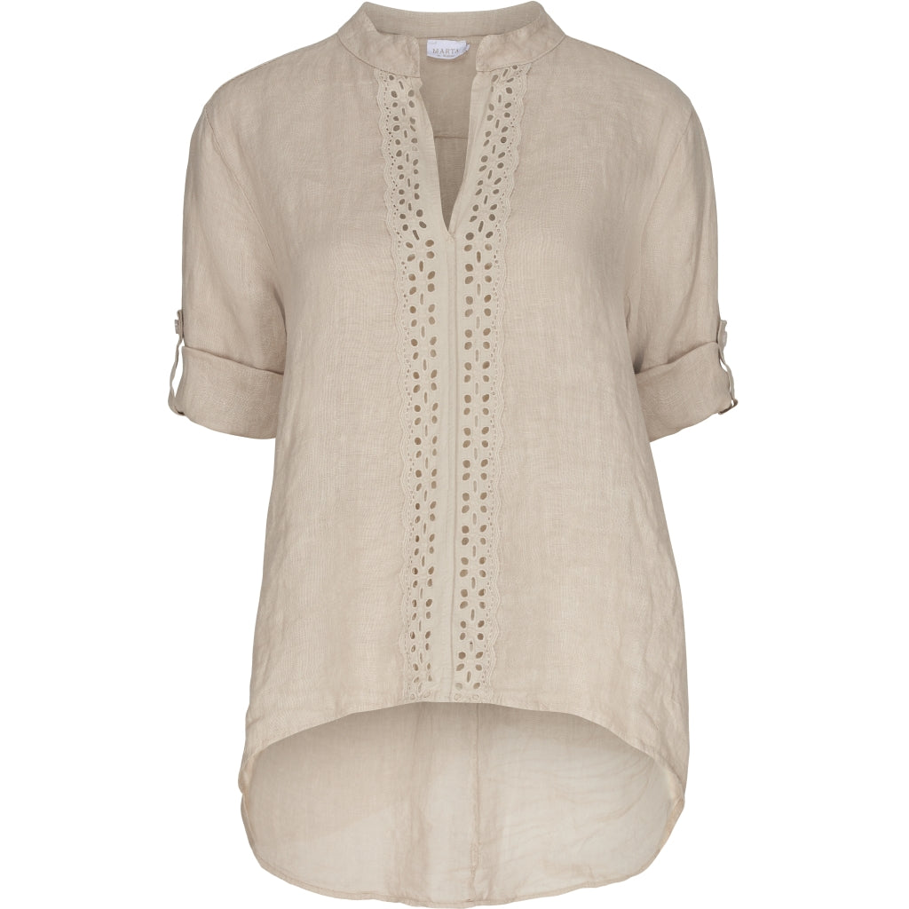 MARTA DU CHATEAU Bluse med v-hals 82422 Restudsalg Beige