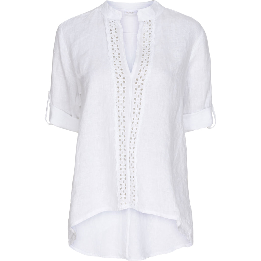 MARTA DU CHATEAU Bluse med v-hals 82422 Restudsalg White