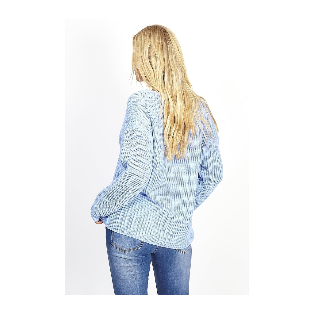 MARTA DU CHATEAU Brave Soul V-neck Pullover Restudsalg Blue