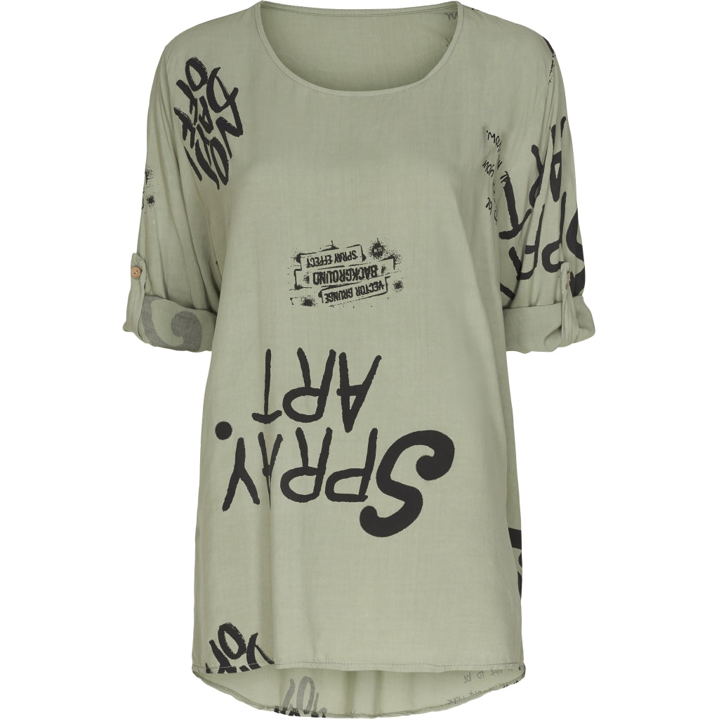 MARTA DU CHATEAU Løs bluse med tekst Restudsalg Green