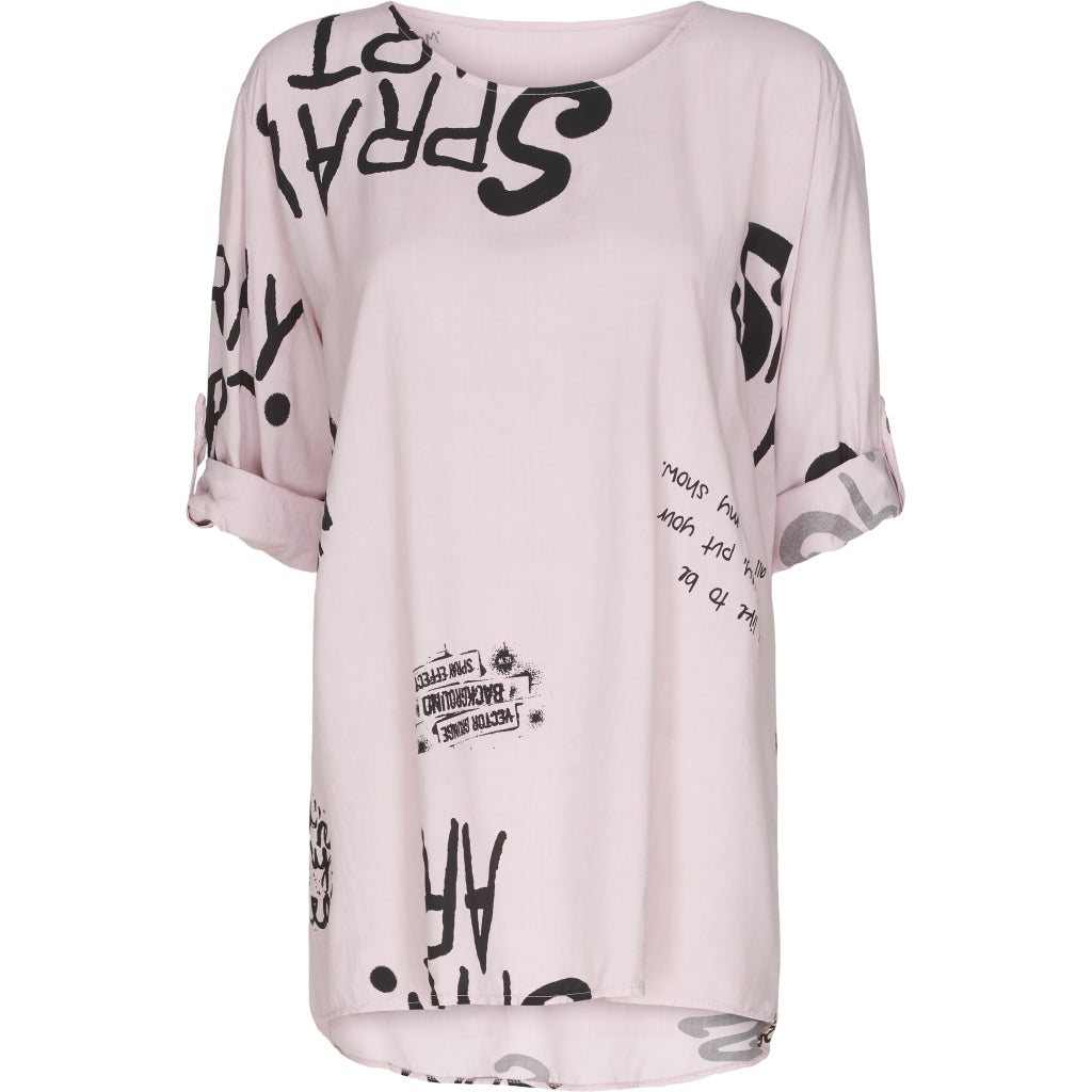 MARTA DU CHATEAU Løs bluse med tekst Restudsalg Rose
