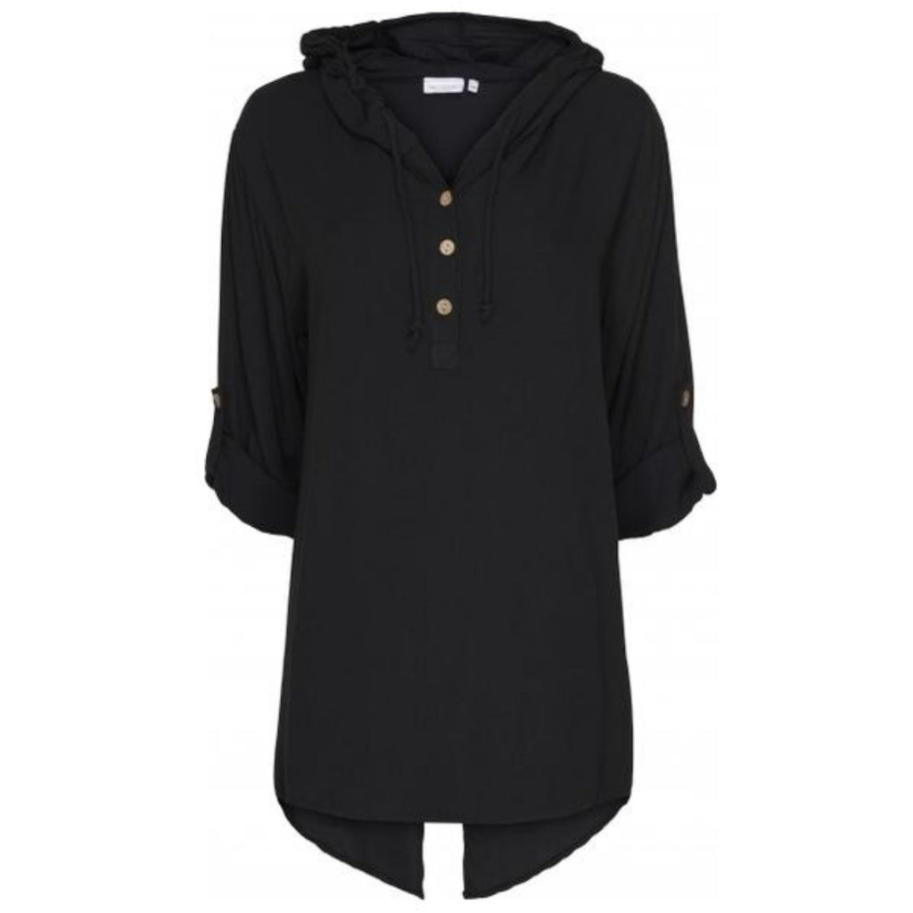 MARTA DU CHATEAU Løstsiddende bluse m. hætte Restudsalg Black