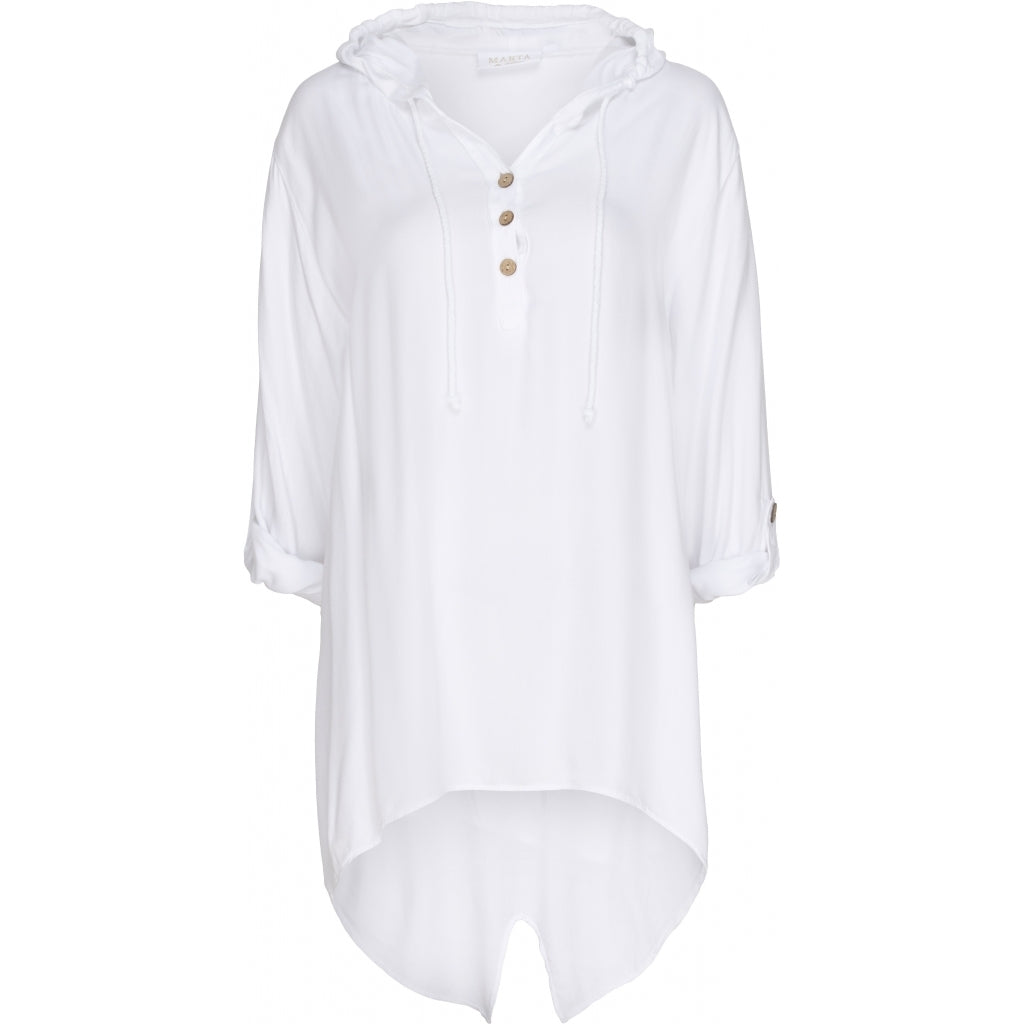 MARTA DU CHATEAU Løstsiddende bluse m. hætte Restudsalg White