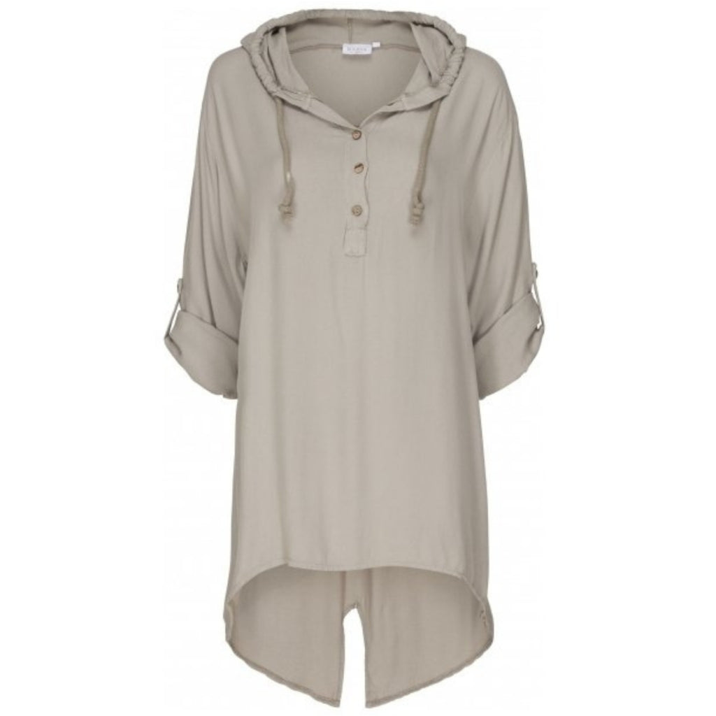 MARTA DU CHATEAU Løstsiddende bluse m. hætte Restudsalg Fango