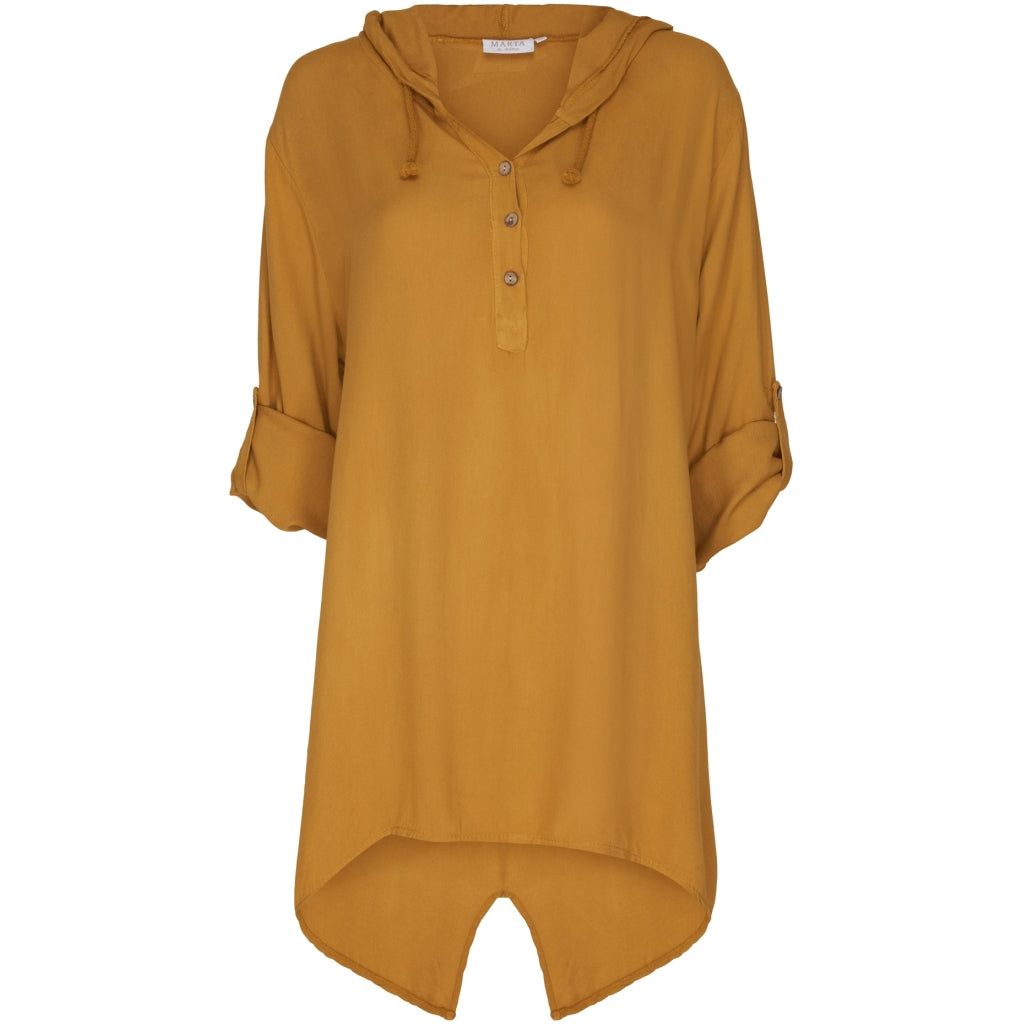 MARTA DU CHATEAU Løstsiddende bluse m. hætte Restudsalg Sennep