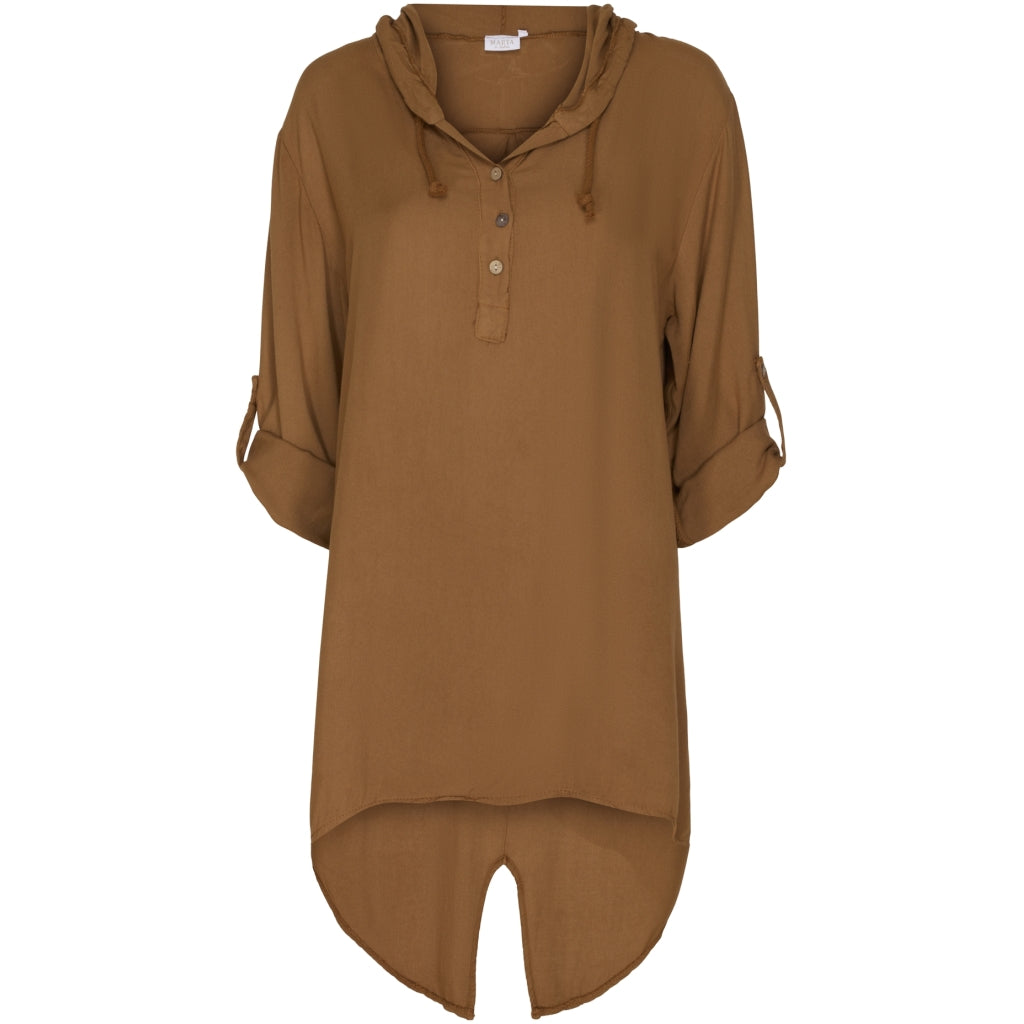 MARTA DU CHATEAU Løstsiddende bluse m. hætte Restudsalg Tabacco