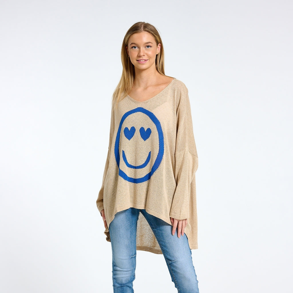 MARTA DU CHATEAU Marta Du Chateau dame strik 22105 Knit Beige/Blue Cina