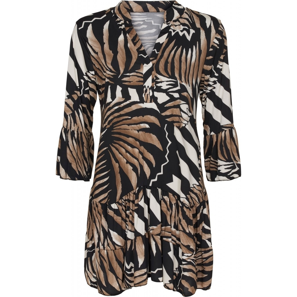 MARTA DU CHATEAU Mønstret kort kjole Restudsalg Beige/Black