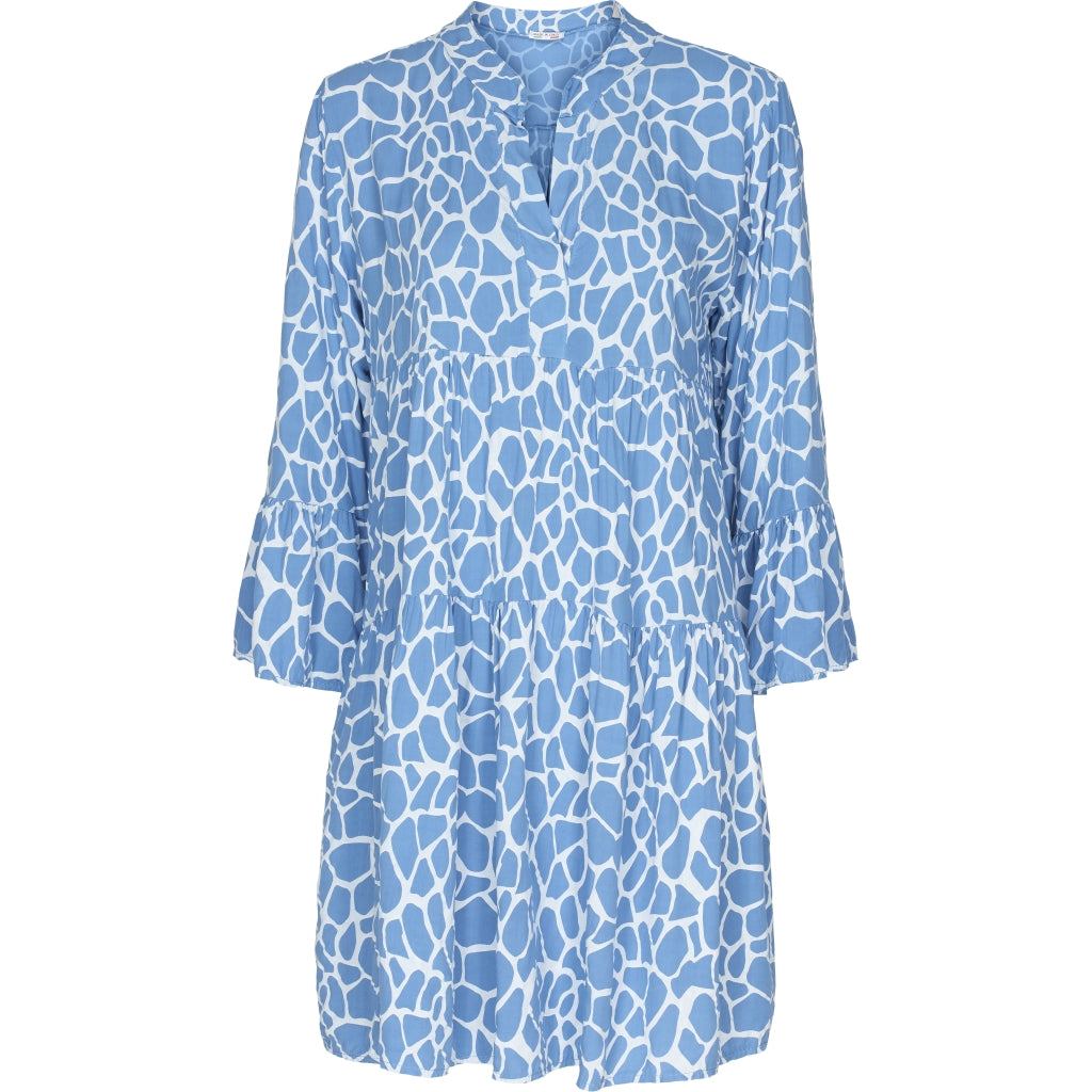 MARTA DU CHATEAU Mønstret kort kjole Restudsalg Jeans Blue