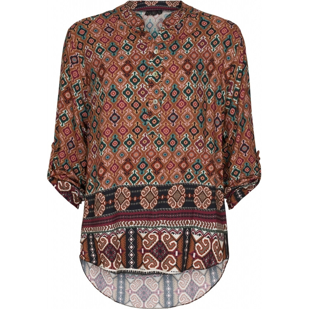 MARTA DU CHATEAU Mønstret skjortebluse Restudsalg Brown