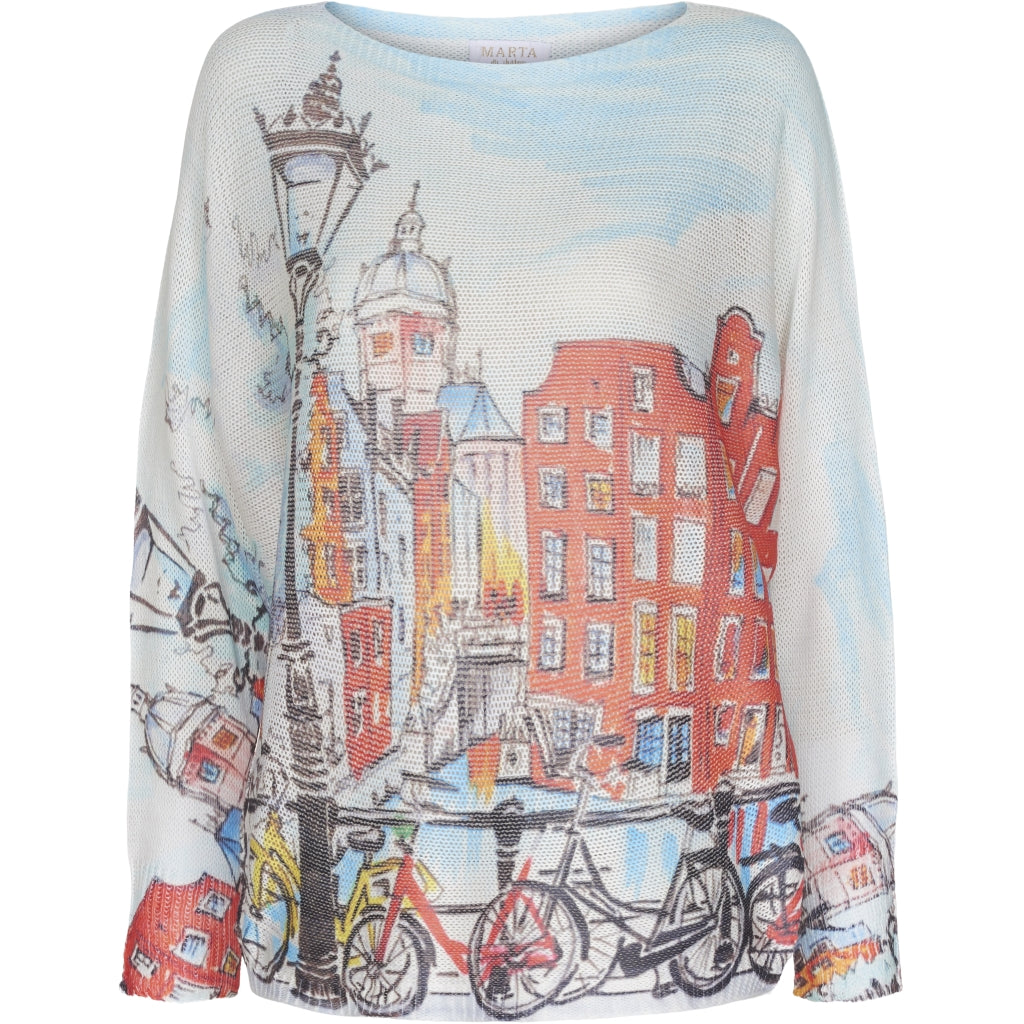 MARTA DU CHATEAU Multifarvet Strik Restudsalg Light blue