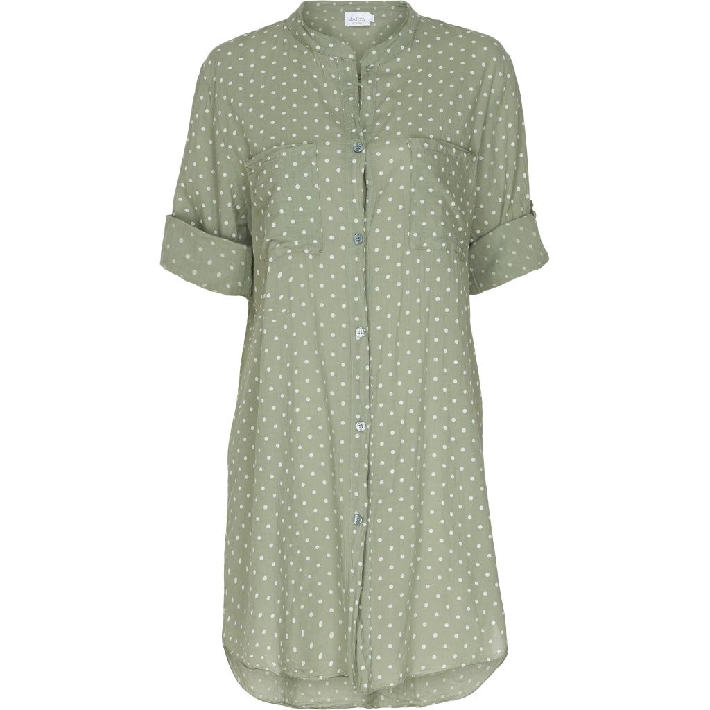 MARTA DU CHATEAU Skjorte med hvide prikker Restudsalg Kaki