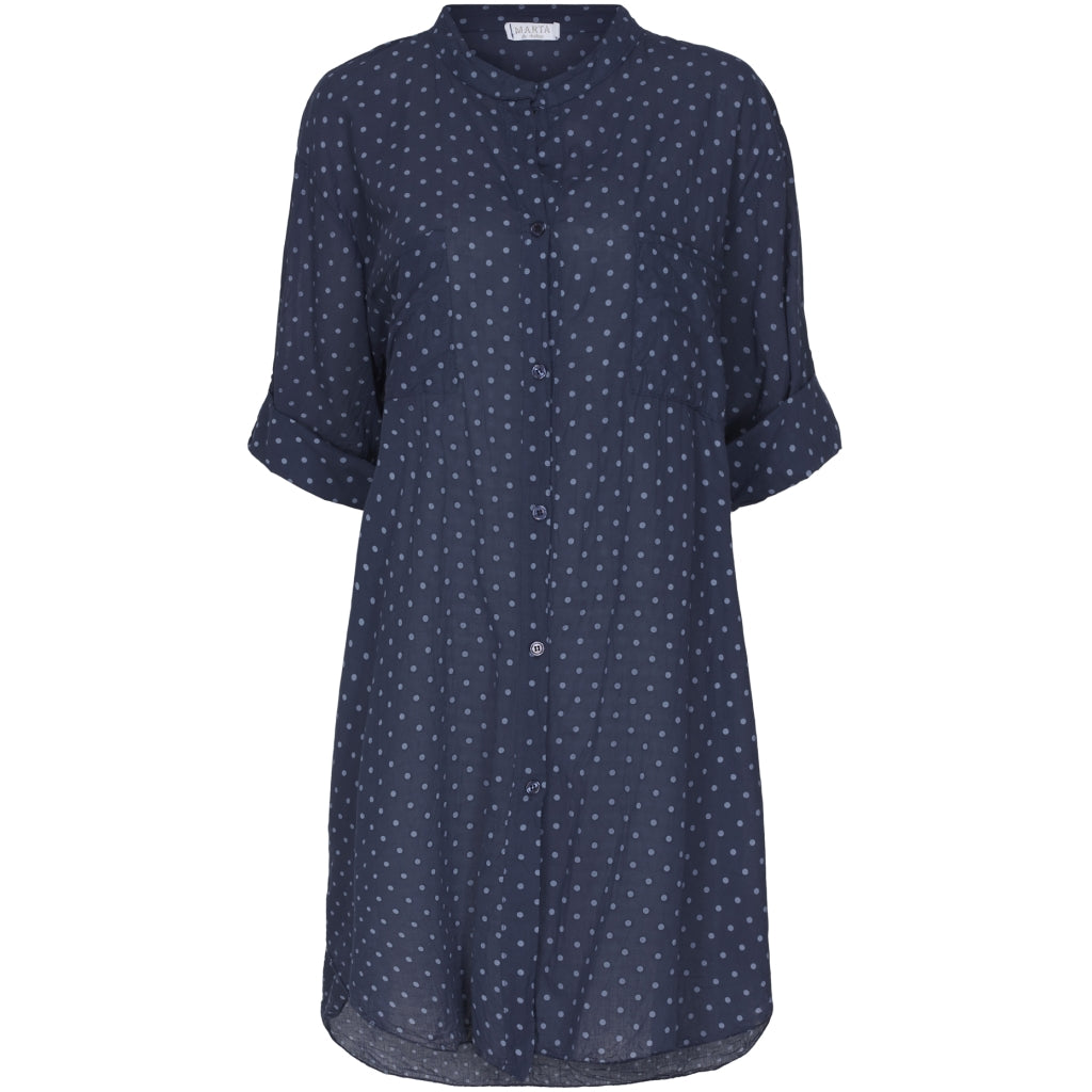 MARTA DU CHATEAU Skjorte med hvide prikker Restudsalg Navy