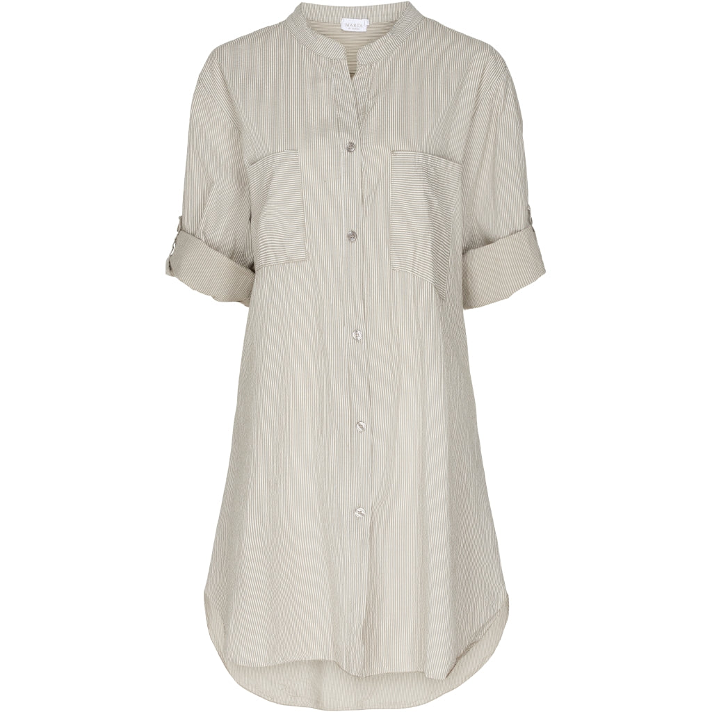MARTA DU CHATEAU Skjortekjole med striber Dress Beige