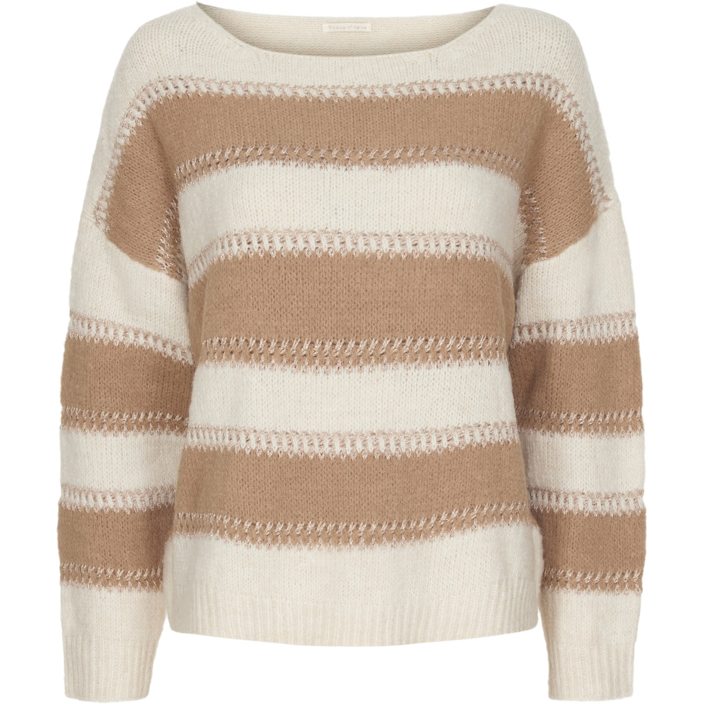 MARTA DU CHATEAU Stribet strik med rund hals Restudsalg Camel