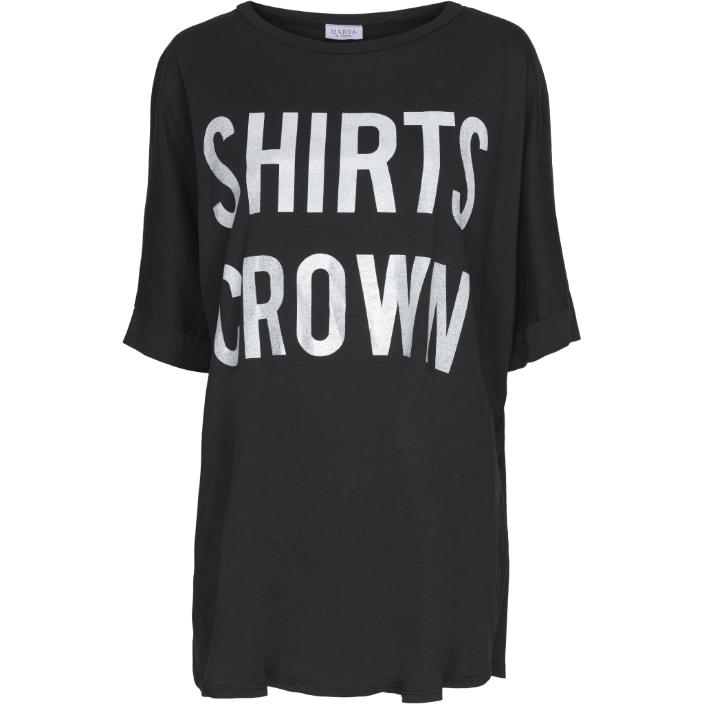 MARTA DU CHATEAU T-shirt med sølv-skrift T-shirt Black