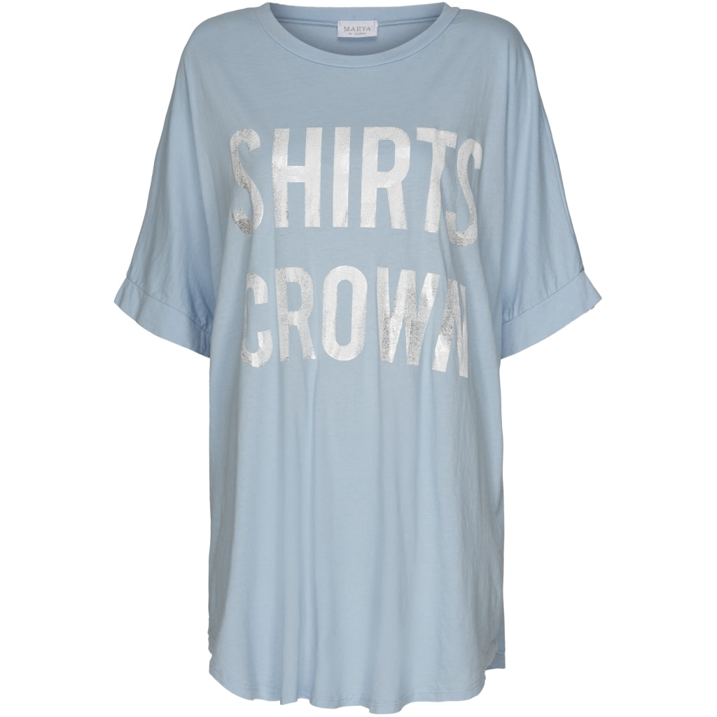 MARTA DU CHATEAU T-shirt med sølv-skrift T-shirt Light blue