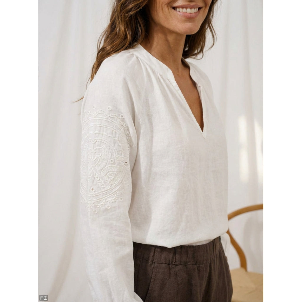 MARTA DU CHATEAU Marta Du Chateau Dame Bluse MdcSevina Blouse Offwhite