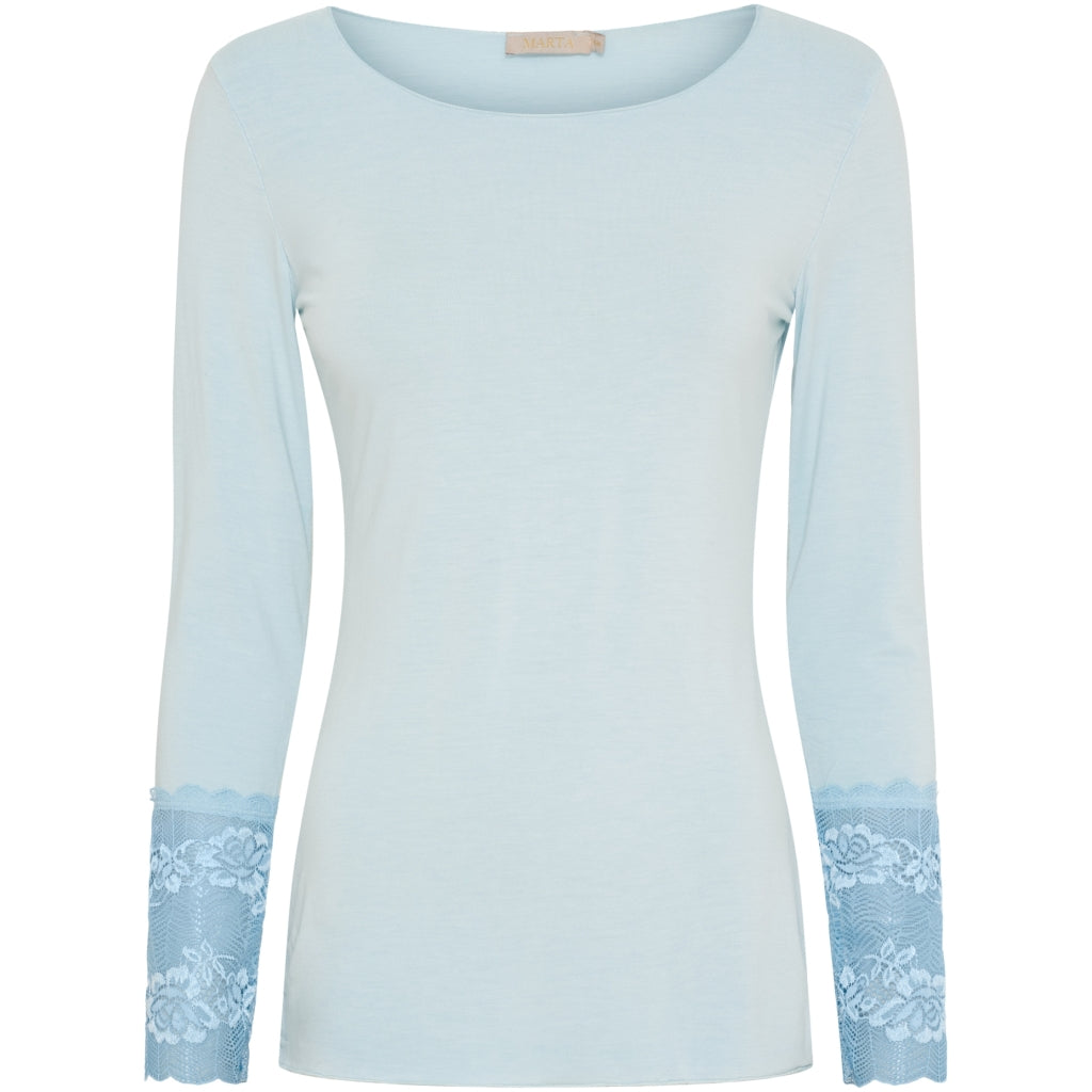 MARTA DU CHATEAU Marta Du Chateau dame bluse 11297 T-shirt long sleeves Denim Chiaro