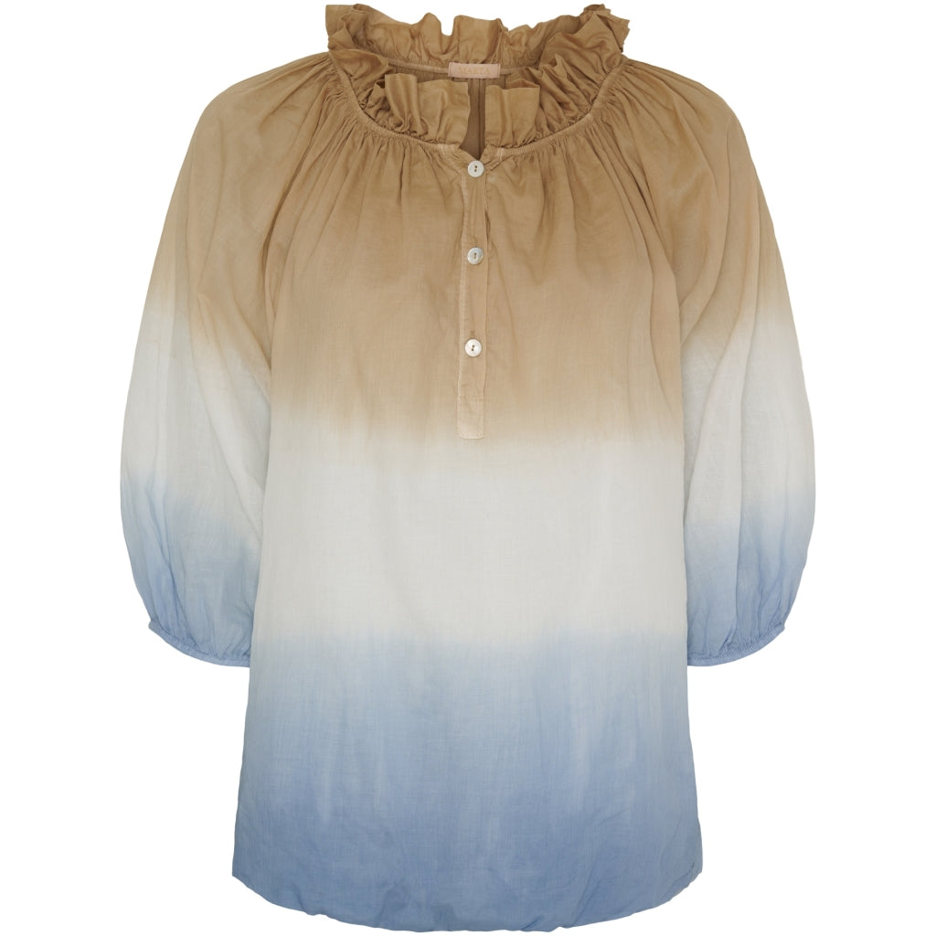 MARTA DU CHATEAU Marta Du Chateau dame bluse MdcBrynhildur Restudsalg Camello/Blue