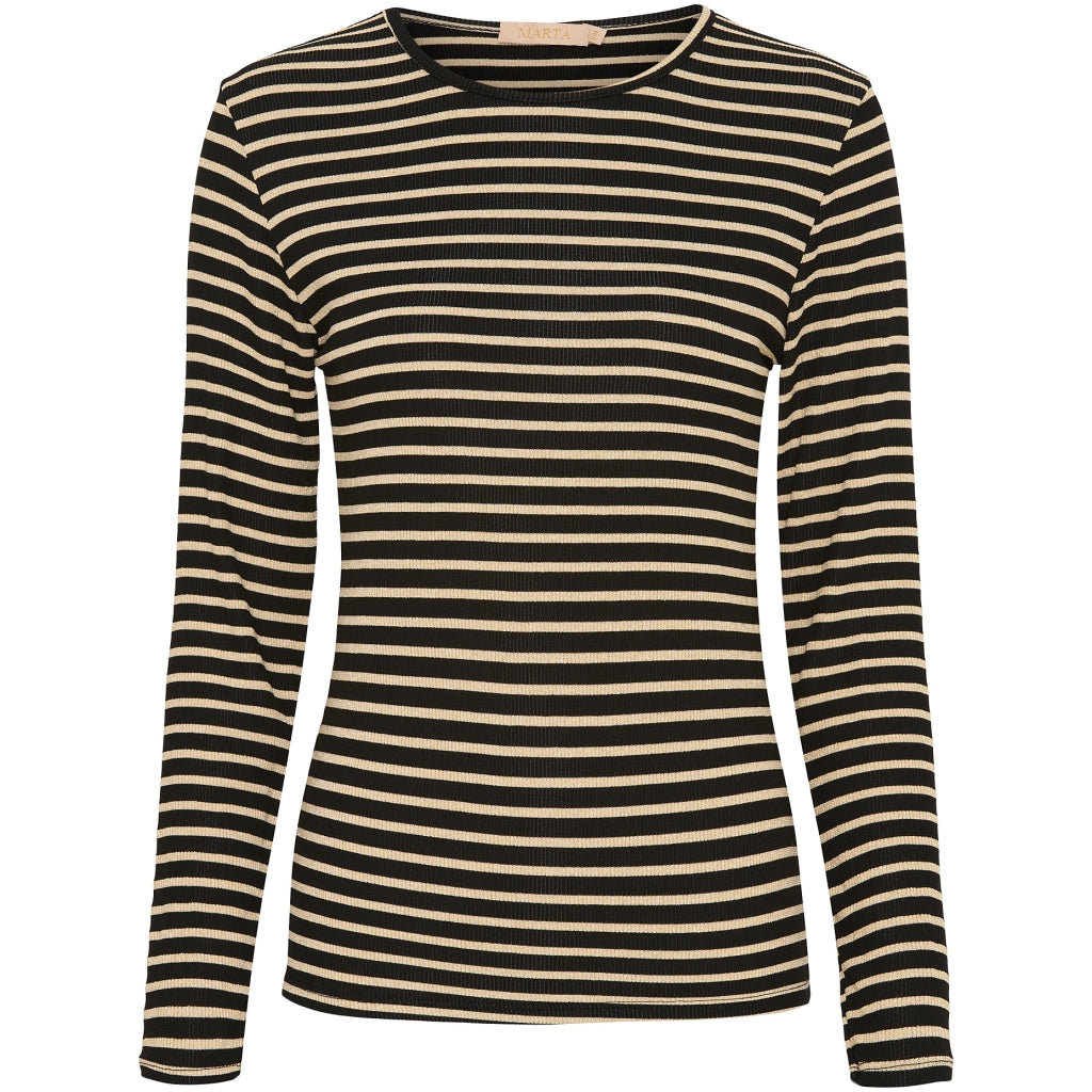 MARTA DU CHATEAU Marta Du Chateau dame langærmet t-shirt MdcSigne 5356 T-shirt Black/gold