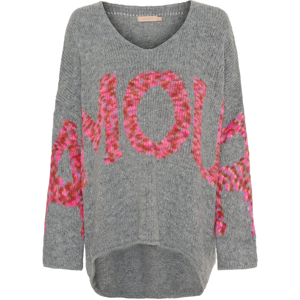 MARTA DU CHATEAU Marta Du Chateau dame strik MdcChristal 23687 Knit Grigio/Fuxia