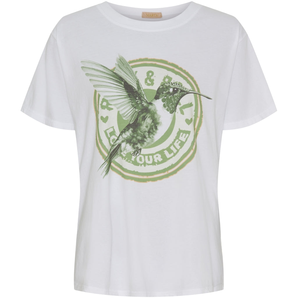 MARTA DU CHATEAU Marta Du Chateau dame t-shirt MdcInge T-shirt White/Millitary Hummingbird