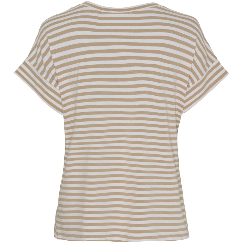 MARTA DU CHATEAU Marta Du Chateau dame t-shirt 85356 Restudsalg White/Beige Stripe