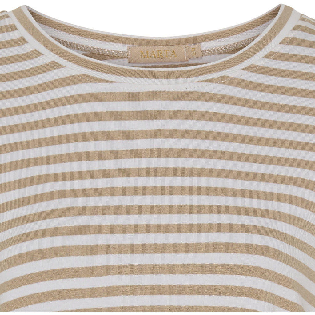 MARTA DU CHATEAU Marta Du Chateau dame t-shirt 85356 Restudsalg White/Beige Stripe