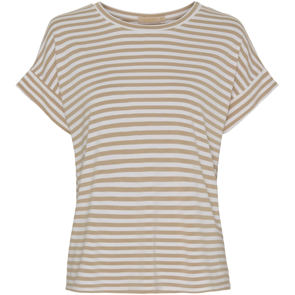 MARTA DU CHATEAU Marta Du Chateau dame t-shirt 85356 Restudsalg White/Beige Stripe