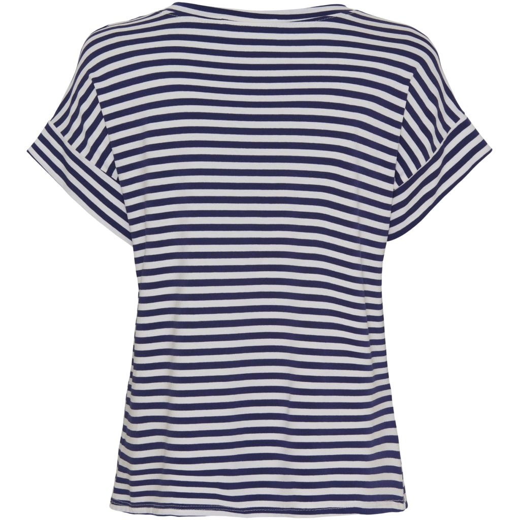 MARTA DU CHATEAU Marta Du Chateau dame t-shirt 85356 Restudsalg White/Navy stripe