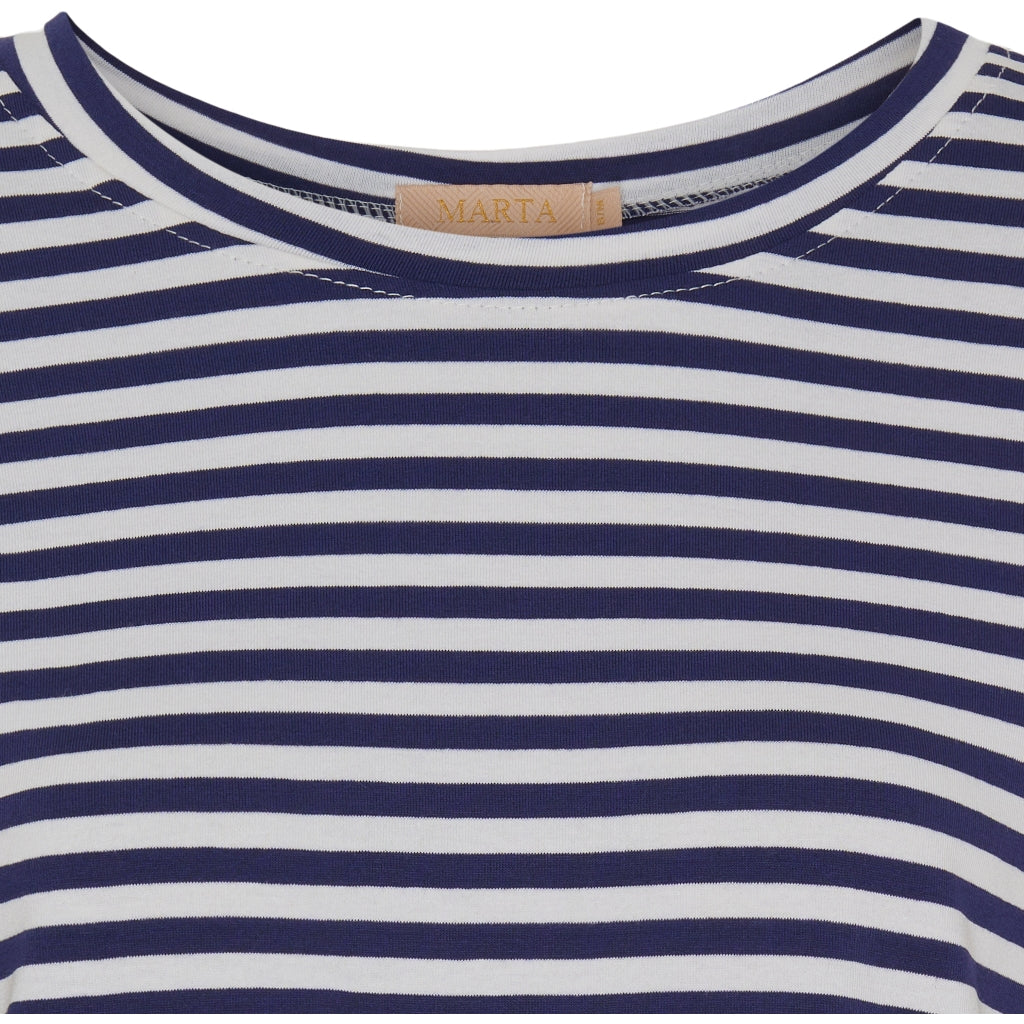 MARTA DU CHATEAU Marta Du Chateau dame t-shirt 85356 Restudsalg White/Navy stripe