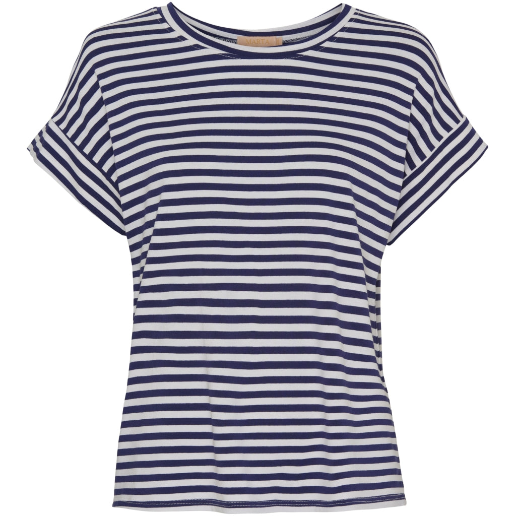 MARTA DU CHATEAU Marta Du Chateau dame t-shirt 85356 Restudsalg White/Navy stripe