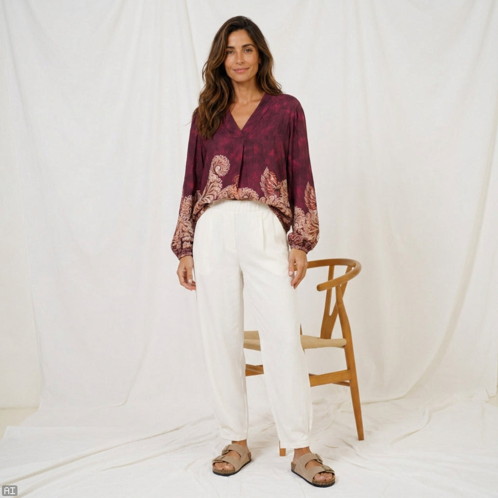 MARTA DU CHATEAU Marta du Chateau Dame Bluse MdcAnice 8940 Blouse Bordeaux