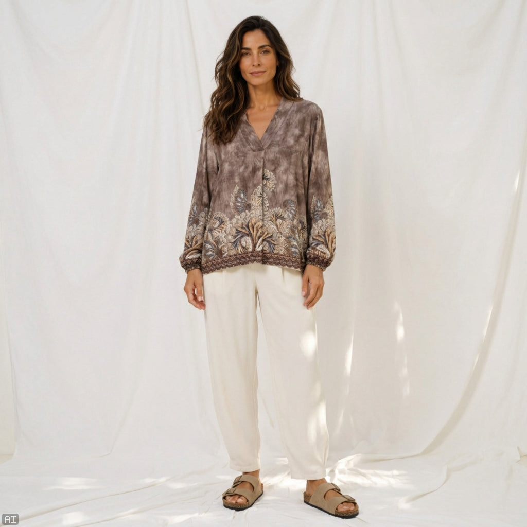 MARTA DU CHATEAU Marta du Chateau Dame Bluse MdcAnice 8940 Blouse Fango