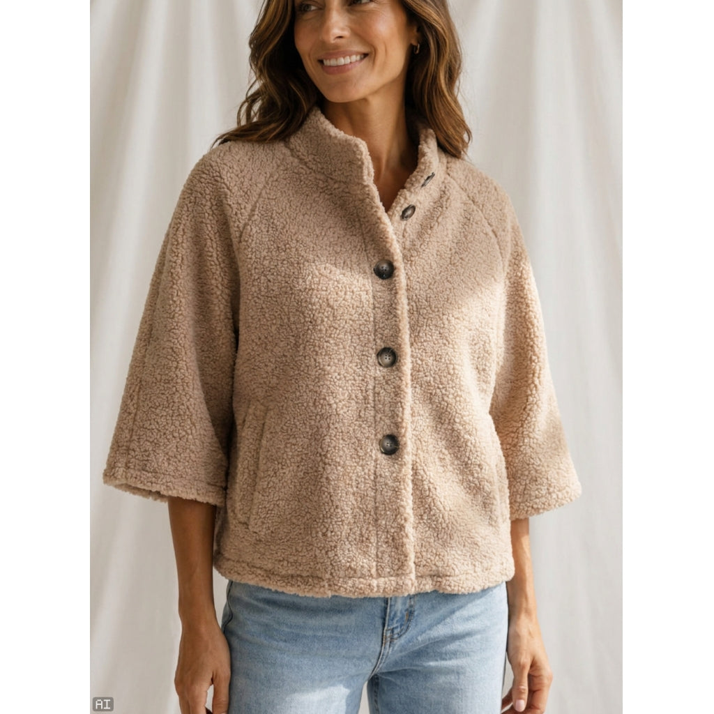 MARTA DU CHATEAU Marta du Chateau Dame Jakke MdcValencia 248370Teddy Jacket Crema12