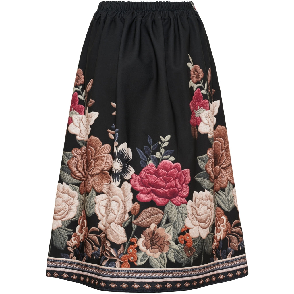 MARTA DU CHATEAU Marta du Chateau Dame Nederdel MdcTarella 4911A Skirt Black Flower