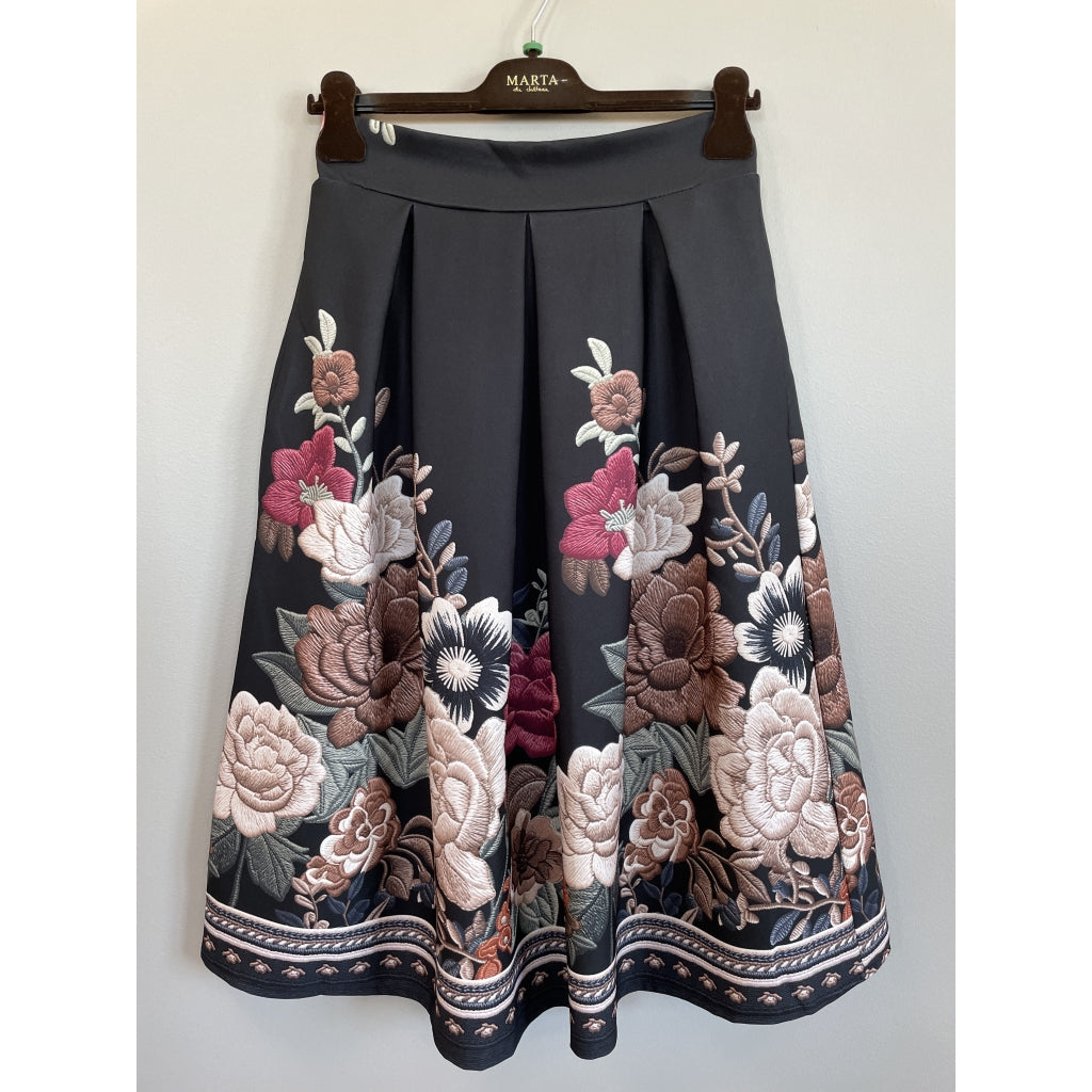 MARTA DU CHATEAU Marta du Chateau Dame Nederdel MdcTarella 4911A Skirt Black Flower