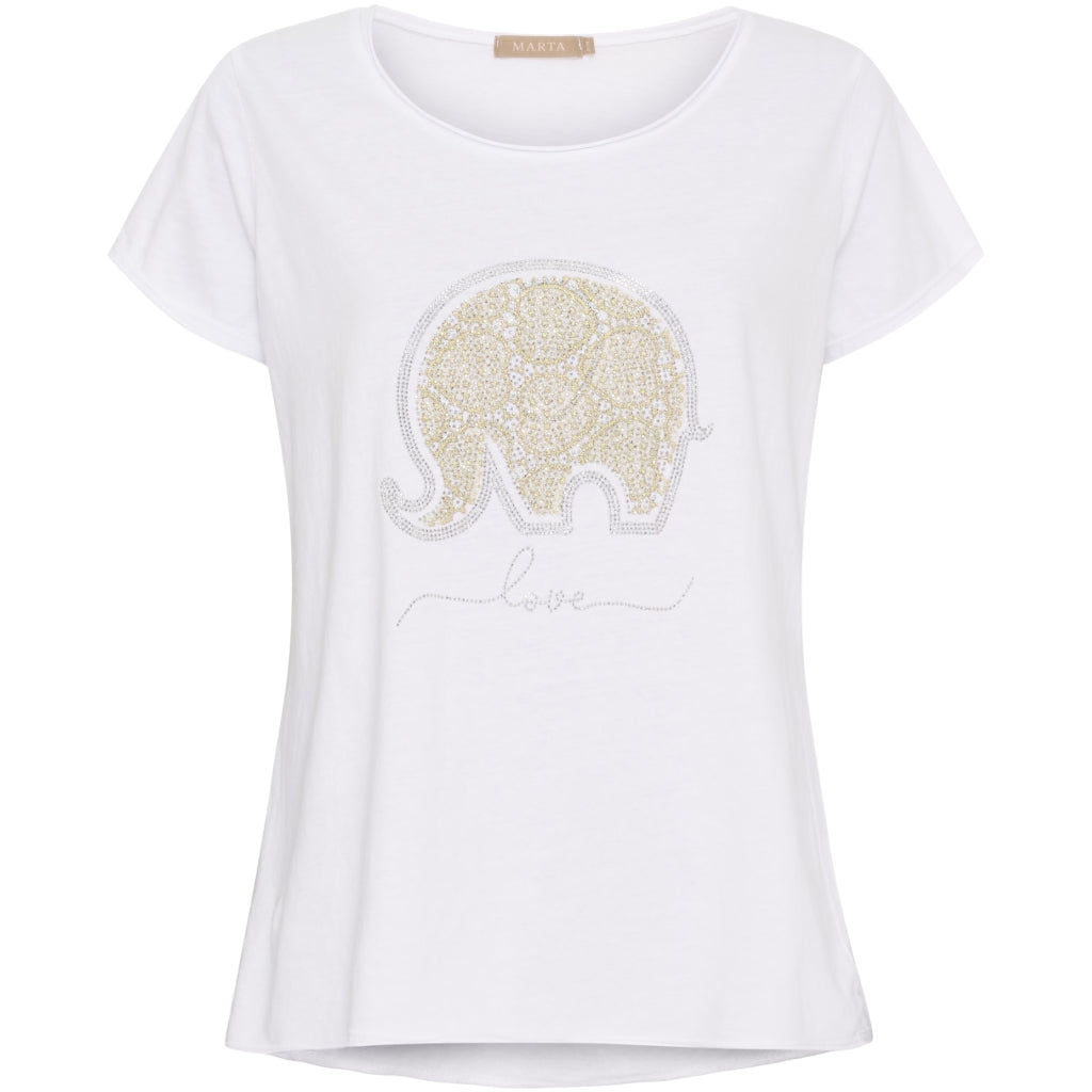 MARTA DU CHATEAU Marta du Chateau dame T-shirt MdcMarie 1535 T-shirt White Love Elephant