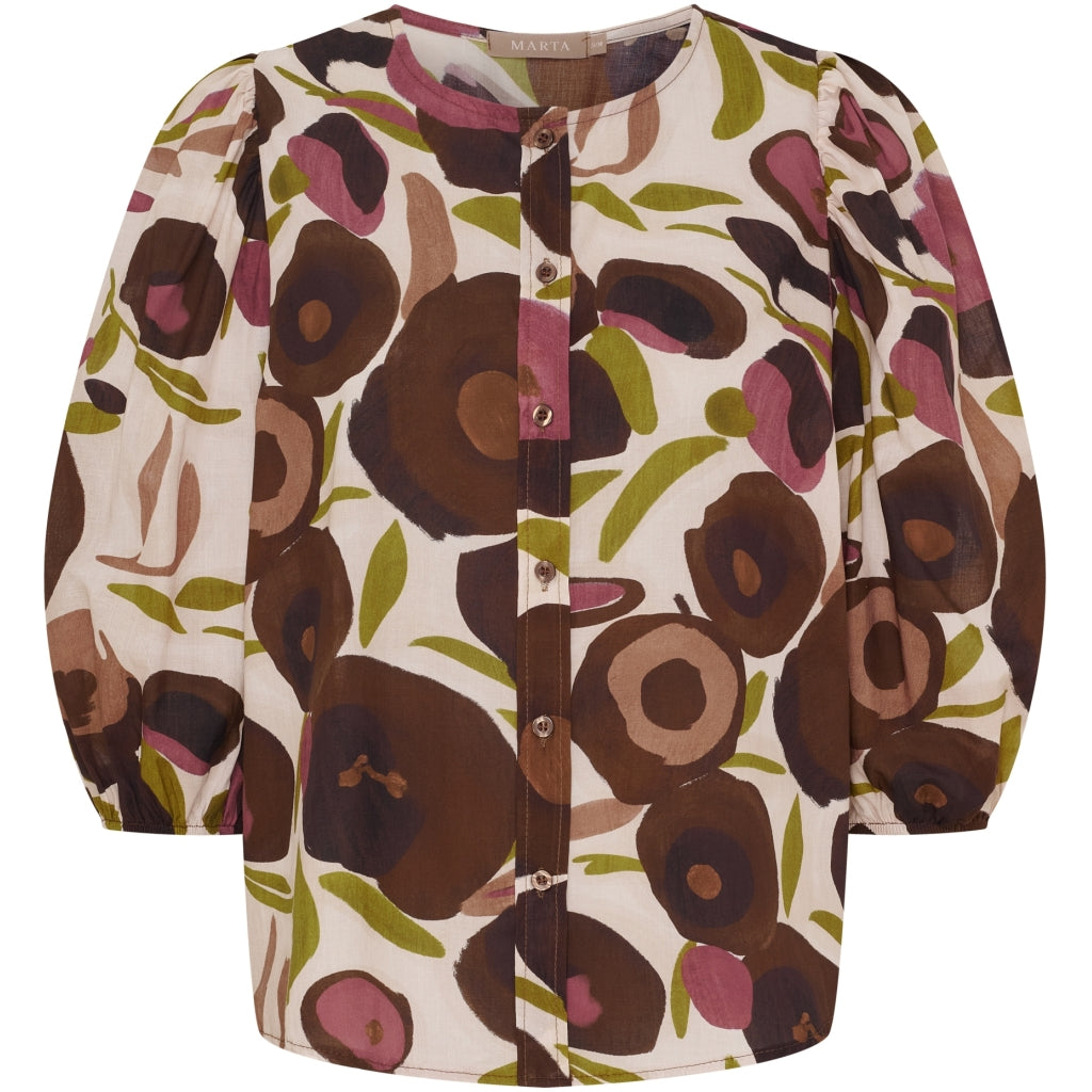 MARTA DU CHATEAU Marta du Chateau dame bluse MdcEvelina 58130M Shirt Brown Print
