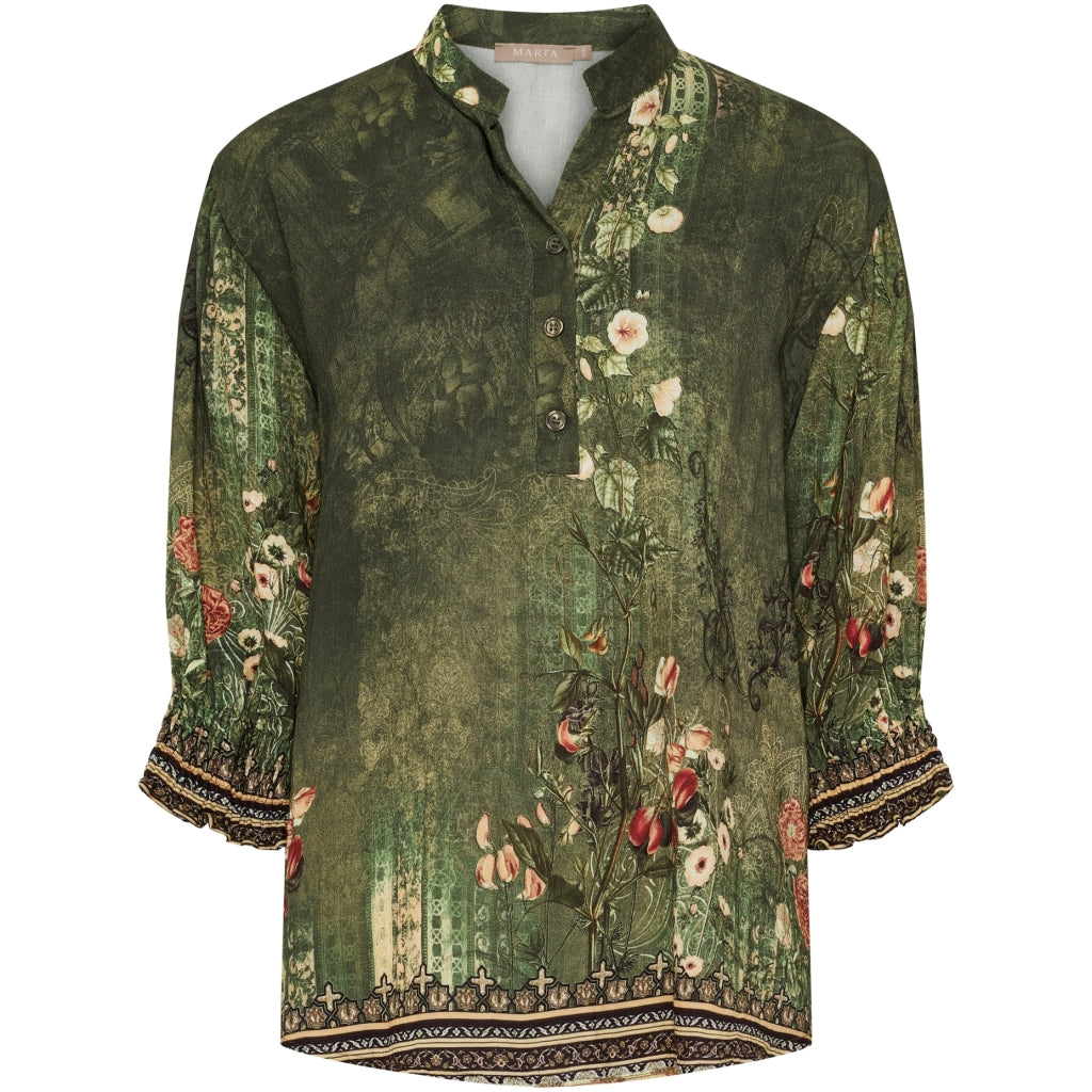MARTA DU CHATEAU Marta du Chateau dame bluse MdcMelisande 7527 Shirt Military5295tpg