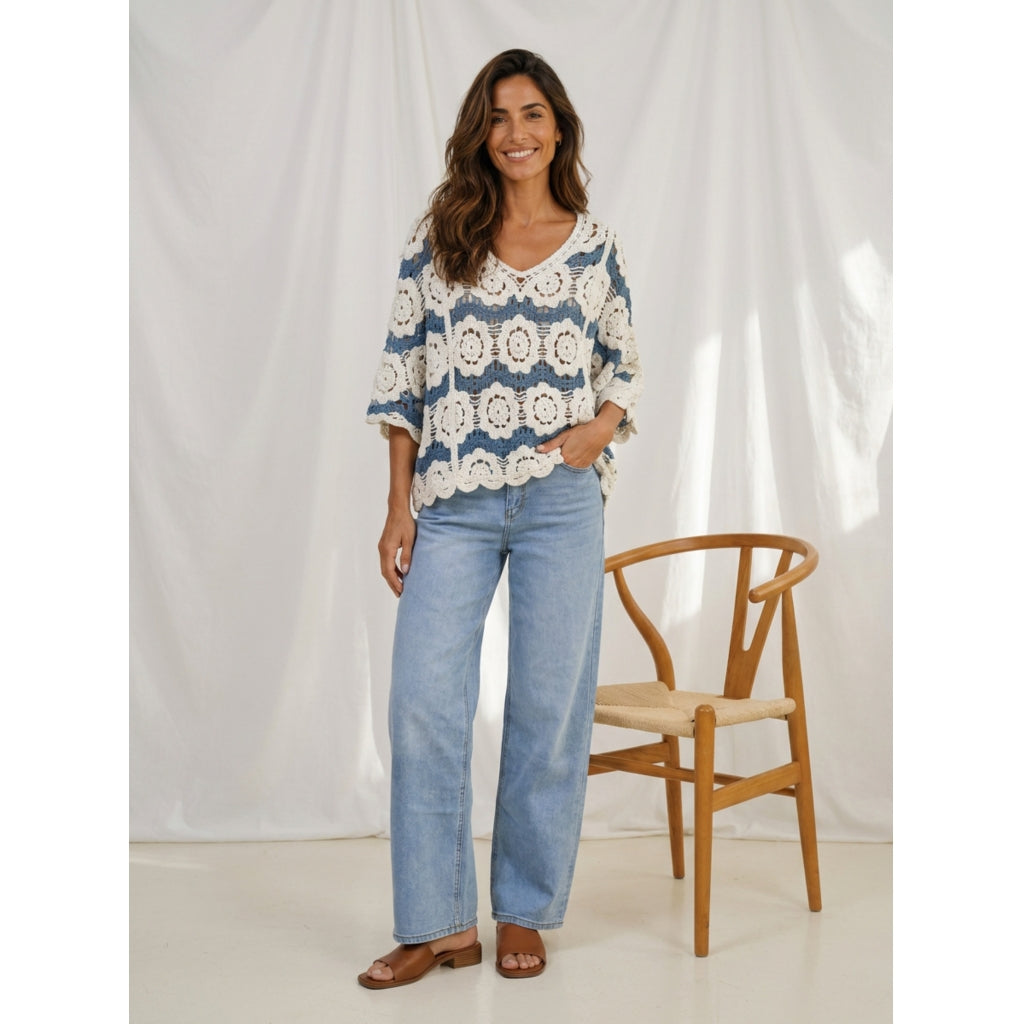 MARTA DU CHATEAU Marta du Chateau dame bluse MdcSassie 1016 Blouse Blue